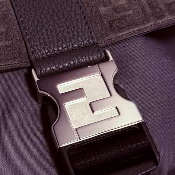 FENDI - FENDINESS SMALL BACKPACK / NYLON & SUEDE / STONE GREY - Picture 2 of 8